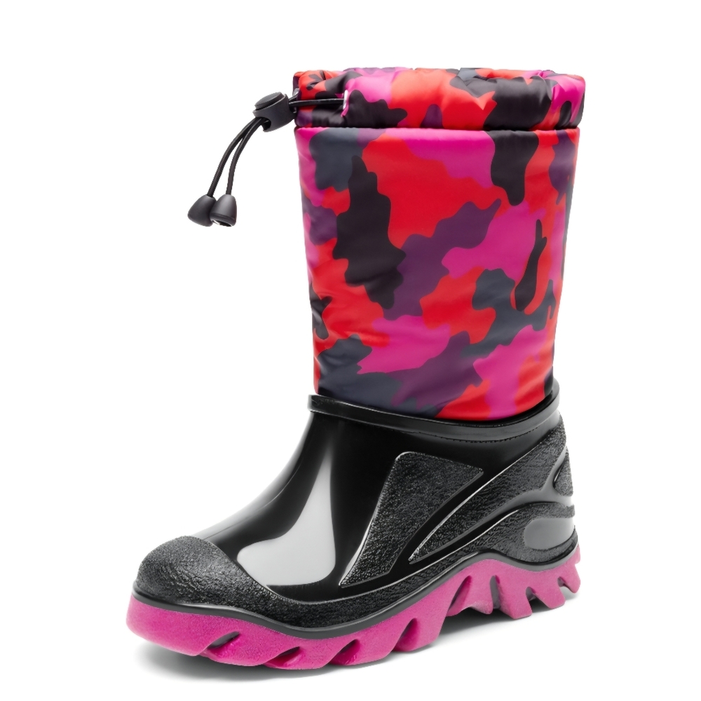 Kids Snow Boots Waterproof Camo Faux Fur Lined Size 3
